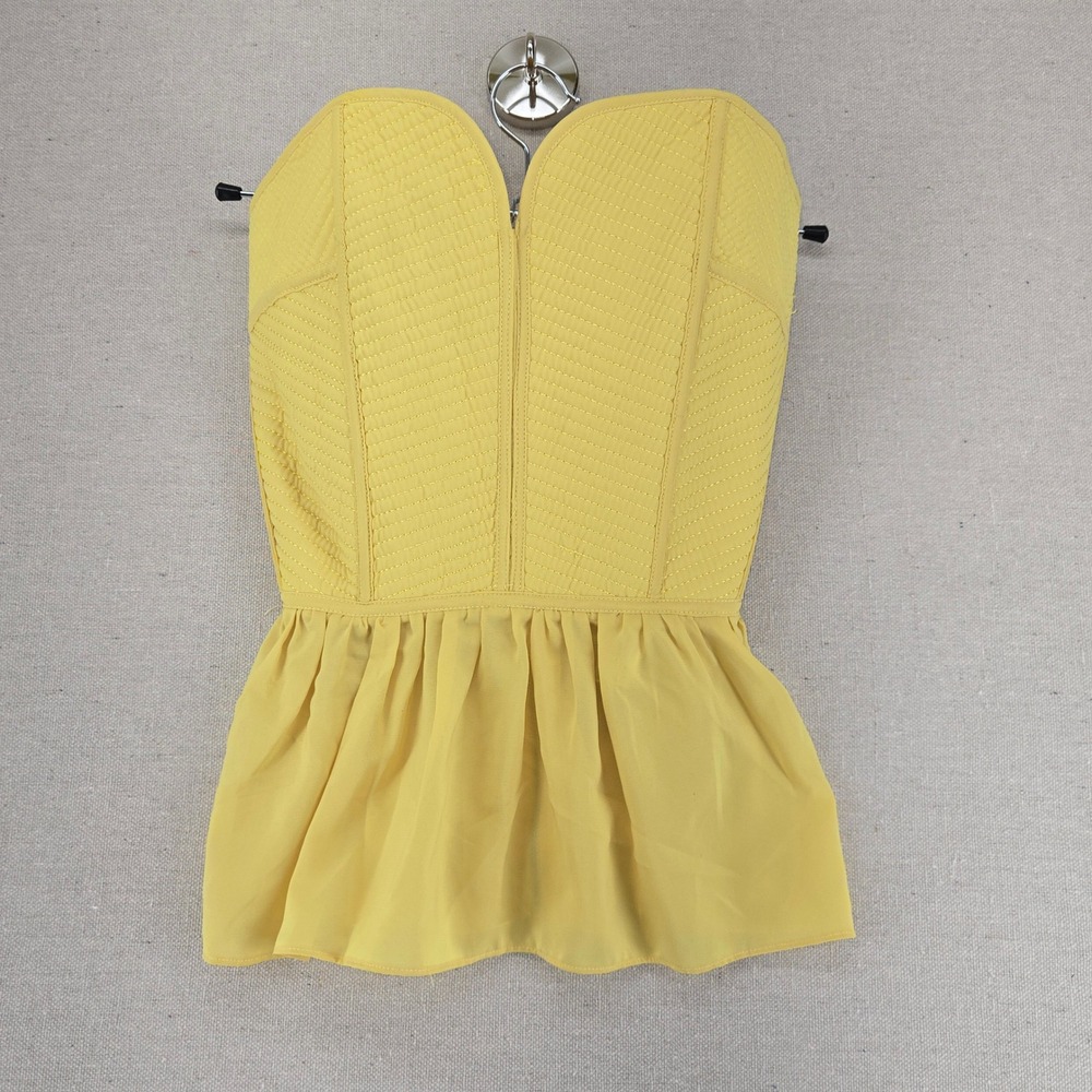 Mossman Yellow The Dunes Peplum Corset Top Structured Sweetheart Bustier Sz 6